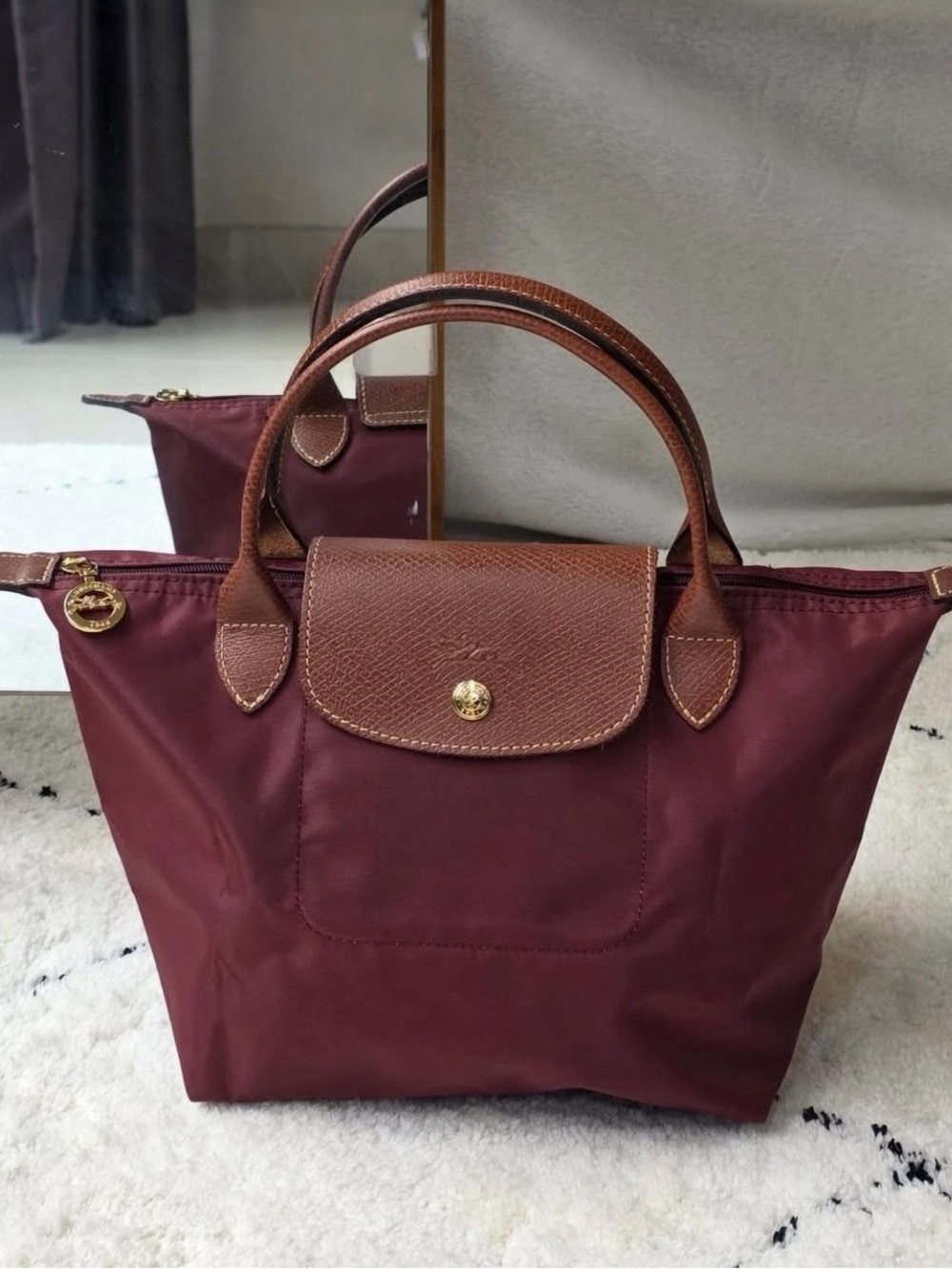 Longchamp Burgundy small Top-Handle Tote